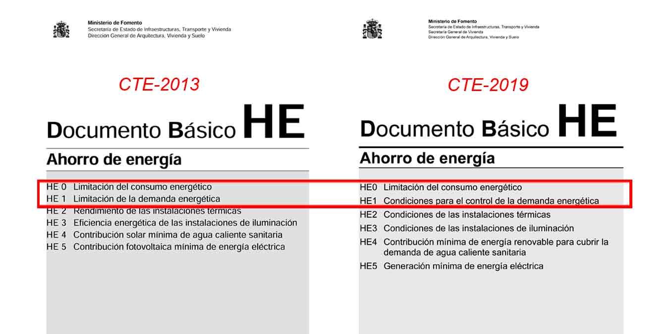 Cambios CTE2013-CTE2019 Certificacion Energética HE0-HE1